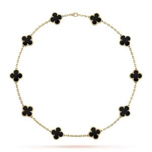 Elegant Black and Gold Clover Necklace